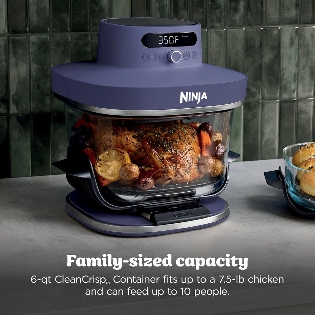 Ninja Crispi Pro 6-in-1 Glass Air Fryer | 450°F, Nontoxic, 6qt & 2.5qt Containers & Lids | Microwave, Freezer, Dishwasher Safe | Max Crisp, Air Fry, Bake, Roast, Recrisp, Dehydrate |Amethyst, AS101PU1