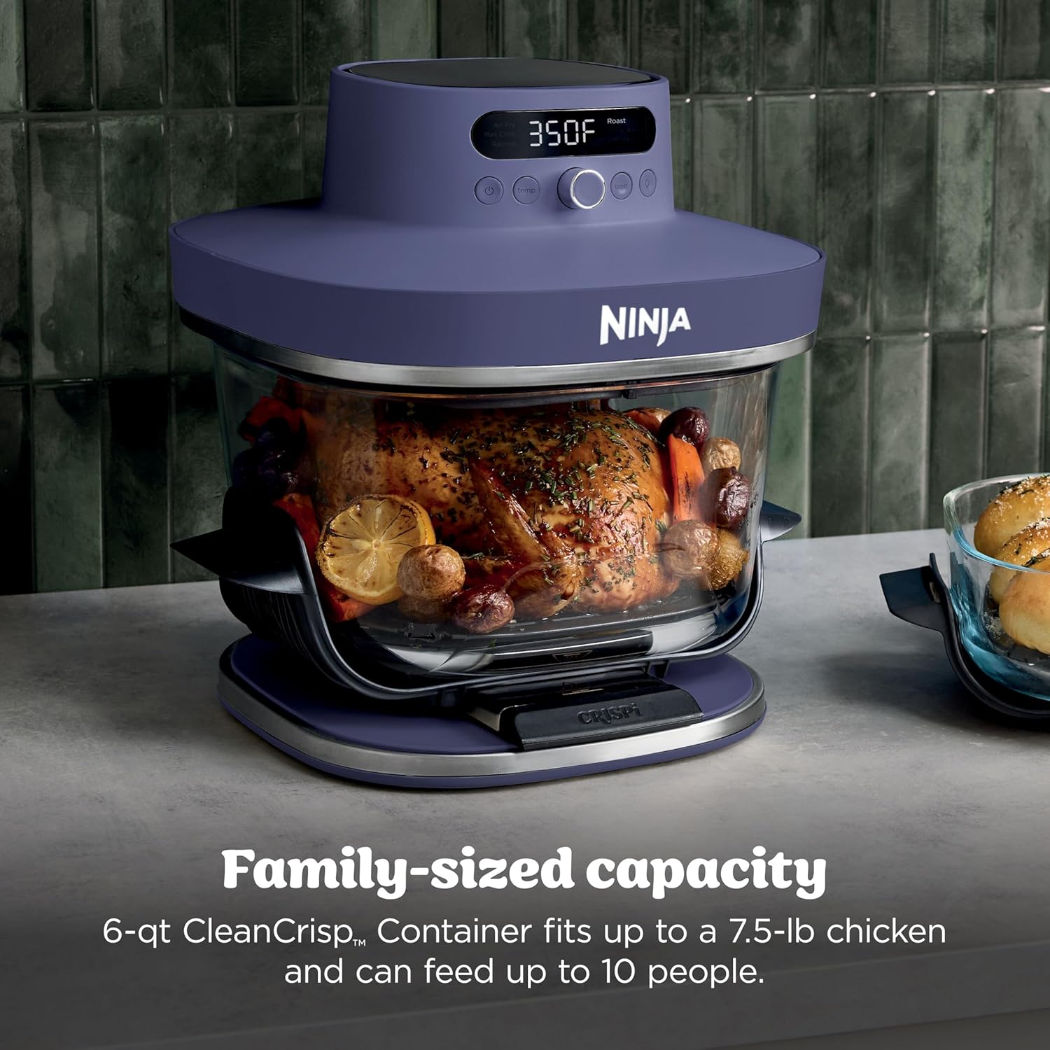 Ninja Crispi Pro 6-in-1 Glass Air Fryer | 450°F, Nontoxic, 6qt & 2.5qt Containers & Lids | Microwave, Freezer, Dishwasher Safe | Max Crisp, Air Fry, Bake, Roast, Recrisp, Dehydrate |Amethyst, AS101PU1