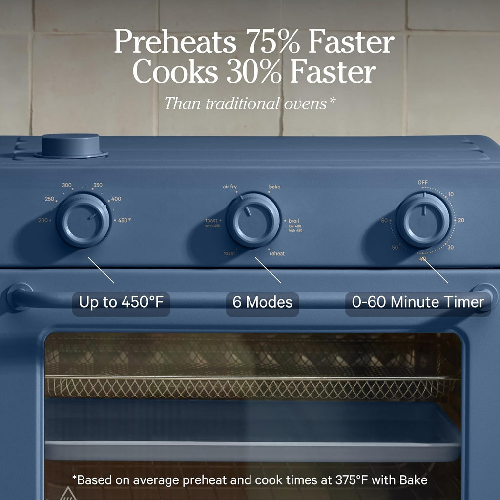 Our Place Large Wonder Oven | 6-in-1 Stainless Steel Air Fryer Toaster Oven Combo with Basket, Rack, Pan & Tray | 3-Rack, 32 QT, Large Capacity - Toast, Roast, Bake, Reheat, Broil & Steam | Steam