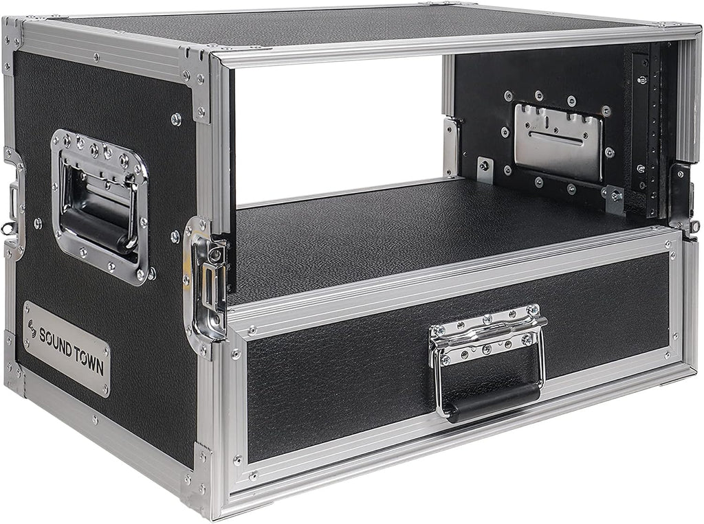 Sound Town 4U Rack Case with 2U Rack Drawer for 19' Amps/Mixers/Microphone Receivers (STRC-4U2DR)