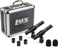 LyxPro SDPC-2 Stereo Pair of Pencil Condenser Stick Instrument Microphone Set, Interchangeable Omni, Cardioid & Super Cardioid Capsules Included, Professional Audio Recording Acoustic & Woodwind Sound
