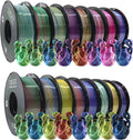 16 Pack PLA Filament Bundle, Silk Tricolor PLA Filament 16 Rolls, 1kg Spool(2.2lbs)，1.75 mm, Dimensional Accuracy +/- 0.02mm, 16 Different Triple Colors
