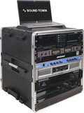 Sound Town Lightweight 12U PA DJ Rack/Road Case with 11U Rack Space, ABS Construction, 19' Depth, Retractable Handle, Wheels and Heavy-Duty Latches (STRC-A12UT)