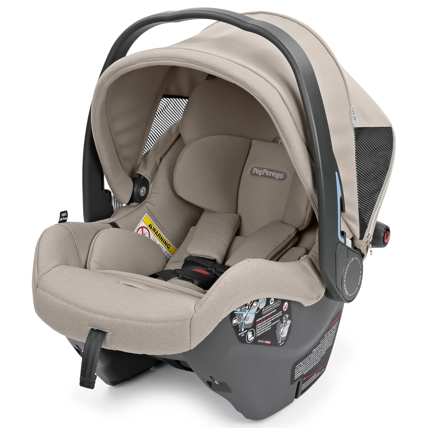 Peg Perego Primo Viaggio Nido - Rear Facing Infant Car Seat - Includes Base with Load Leg & Anti-Rebound Bar - for Babies 4 to 30 lbs - Made in Italy - Astral