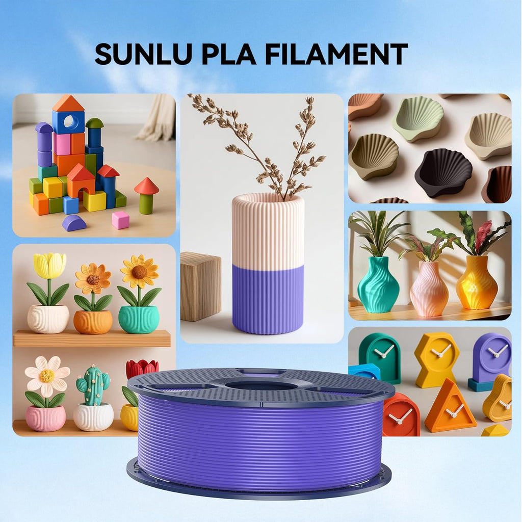 SUNLU 3D Printer Filament 10kg Bundle, Neatly Wound PLA Filament 1.75mm ±0.02mm, Individually Vacuum-Sealed,1kg per Spool, 10 Pack, (5 spools of Black and 5 spools of White)