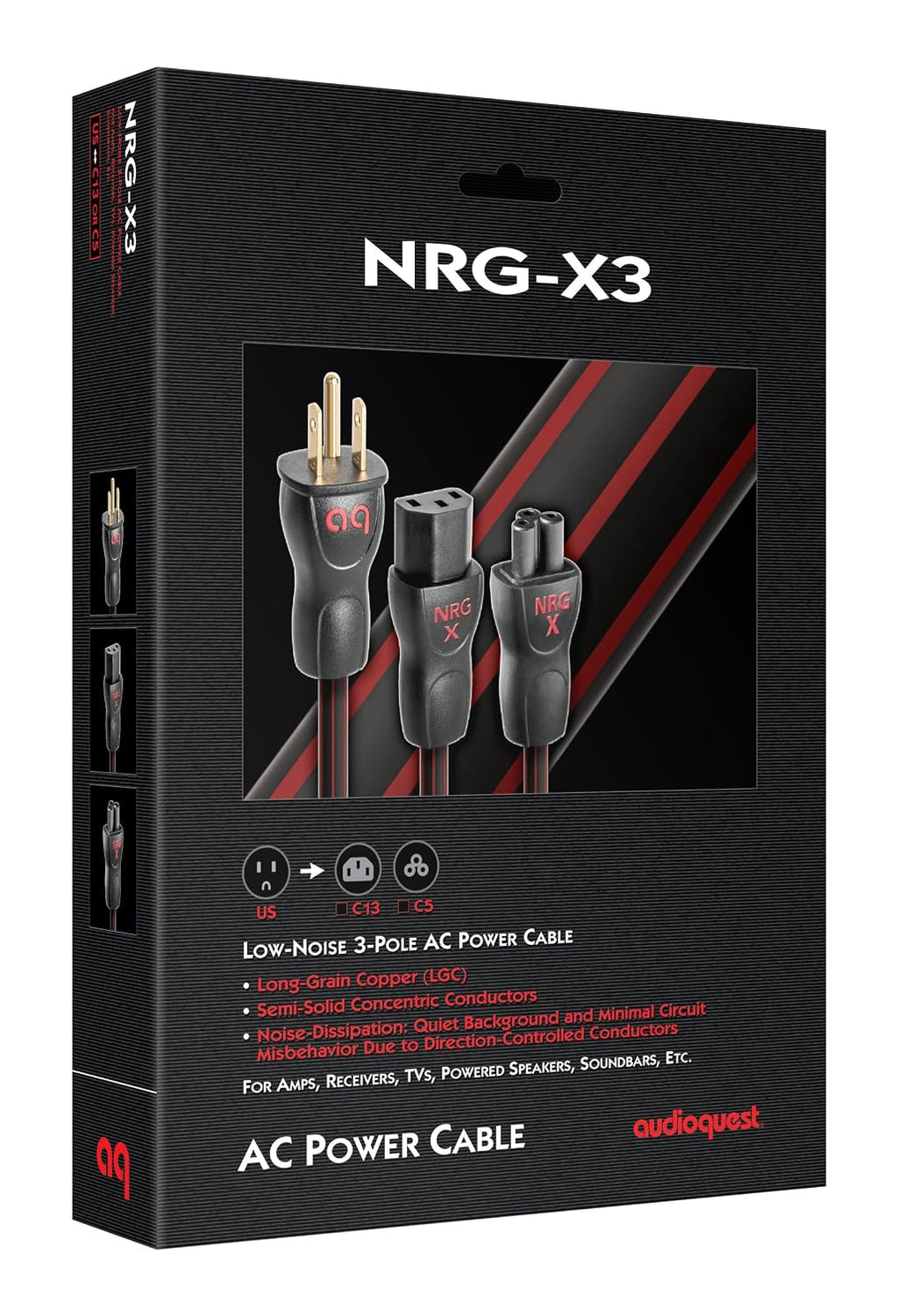 AudioQuest NRG-X3 Power Cable (2m, 1 x C13 > 1 x 3-Prong Wall Plug)