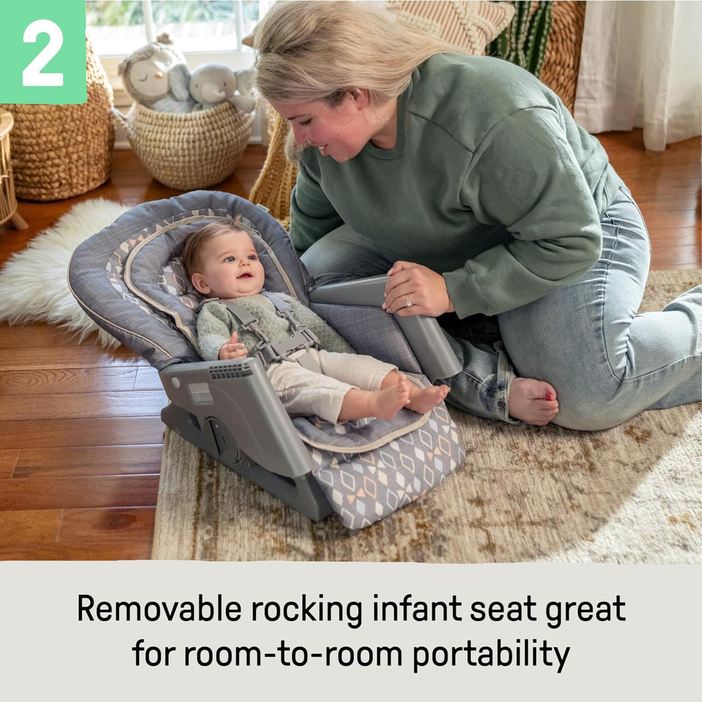 Ingenuity Proper Positioner Deluxe High Chair - 7-in-1 Convertible Baby Seat, Removable Rocking Infant Seat, Unisex, for Ages 0-36 Months