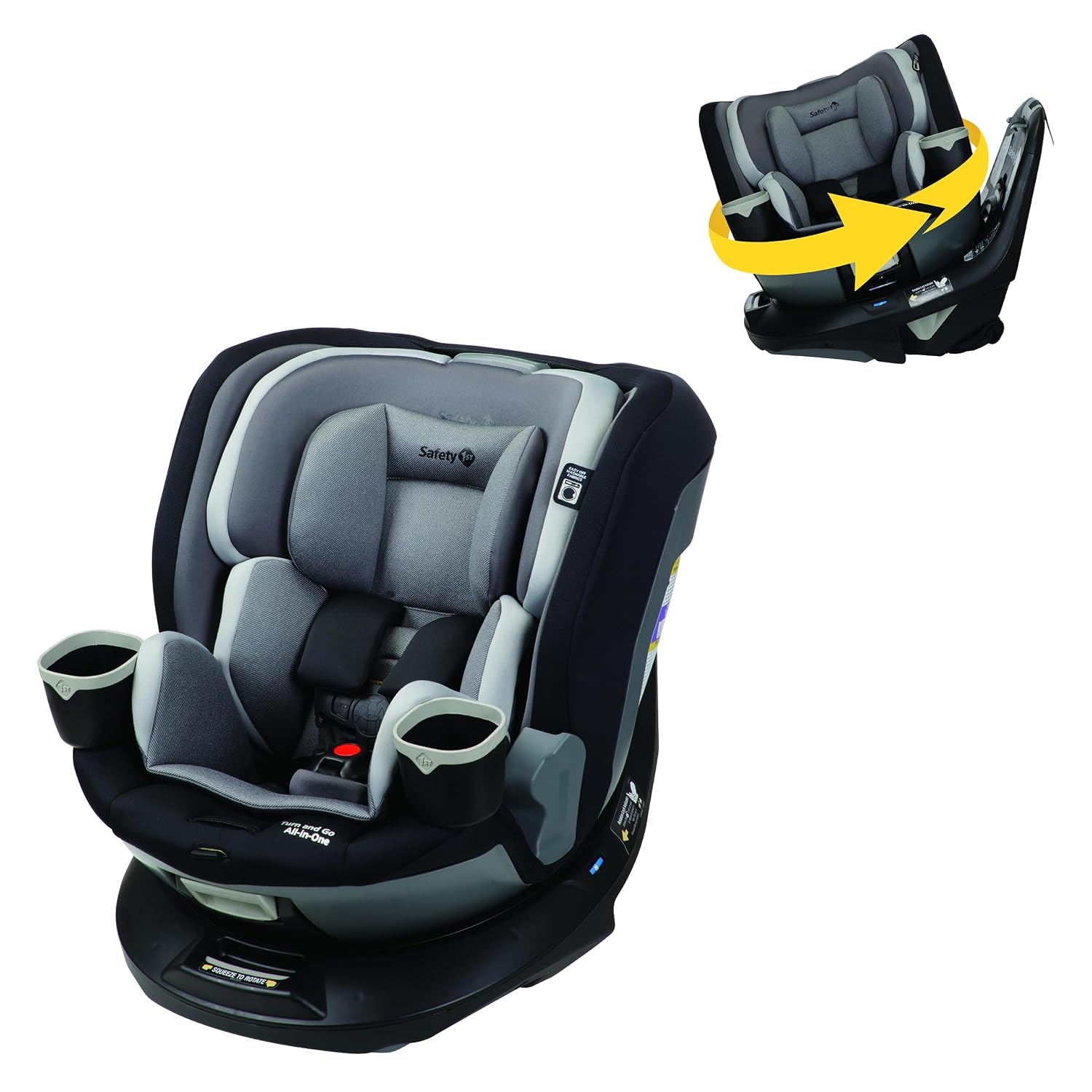 Safety 1st Turn and Go 360 ST Rotating All-in-One Convertible Car Seat, SafetySwivel Technology, SecureTech Installation, 3-in-1 Rear-Facing, Forward-Facing, Booster, 5-100 lbs, Skyline