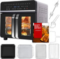 24Qt Large Air Fryer Toaster Oven Combo - Double Door Airfryer, 15 Cooking Function Touchscreen Dual Zone Independent Control Electric Oven, Stainless Steel Air Fryers Oven w 13 Accessories & Cookbook