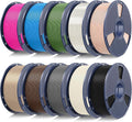 SUNLU 10kg PLA 3D Printer Filament Bundle Multicolor, Neatly Wound PLA Filament 1.75mm ±0.02mm, 1kg per Spool, 10 Pack, Black+Bone White+Grey+Brown+Wood+Beige+Olive Green+Cyan+Magenta+Clear