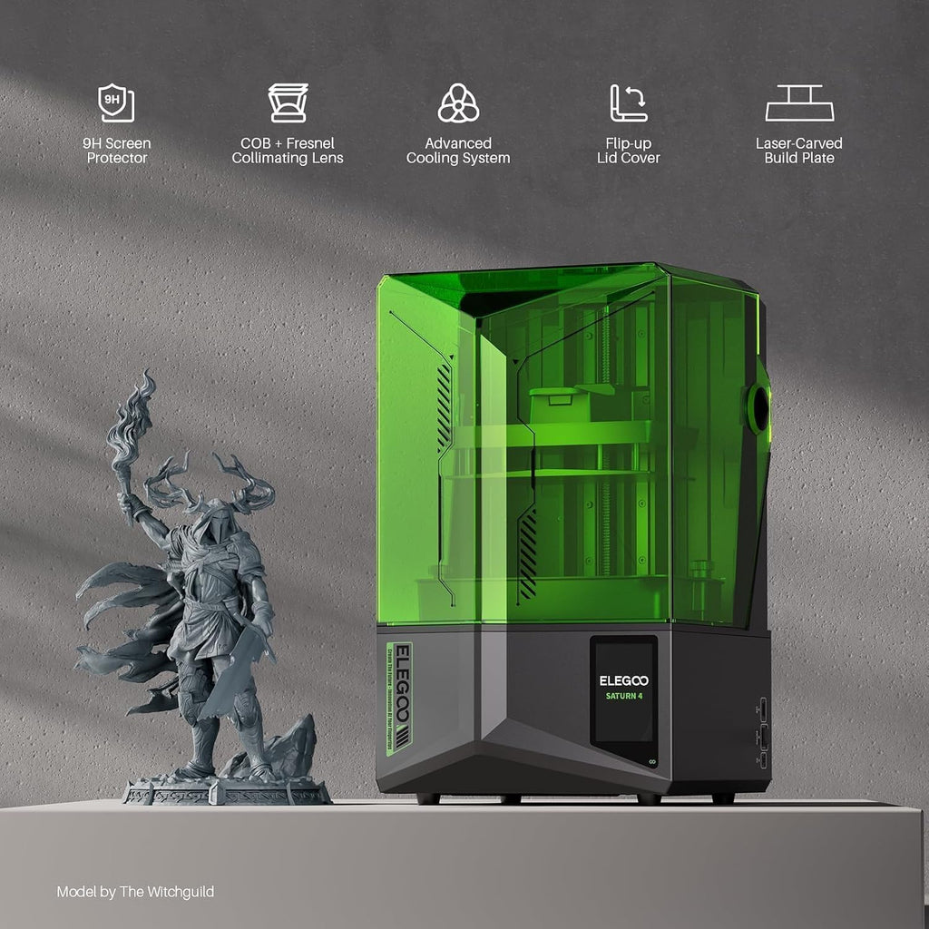 ELEGOO Saturn 4 12K Resin 3D Printer, 10 Inch Mono LCD Resin Printer with Intelligent Mechanical Sensor, Automatic Leveling, Large Printing Size of 218x122x220 mm³/ 8.62 x 4.84 x 8.66 inches