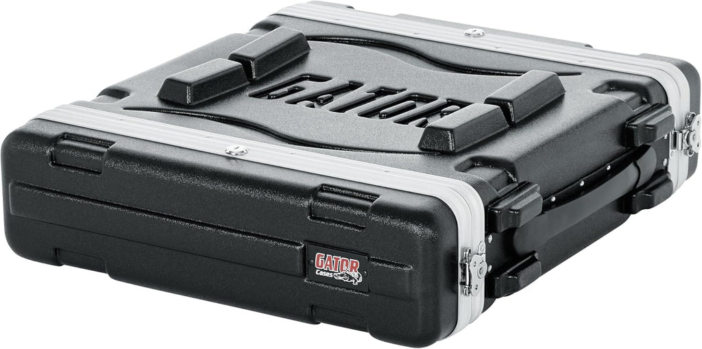 Gator Cases Soundcheck Series Lightweight Molded 2U Rack Case with Heavy Duty Latches, Standard 19.25' Depth (GR-2L)