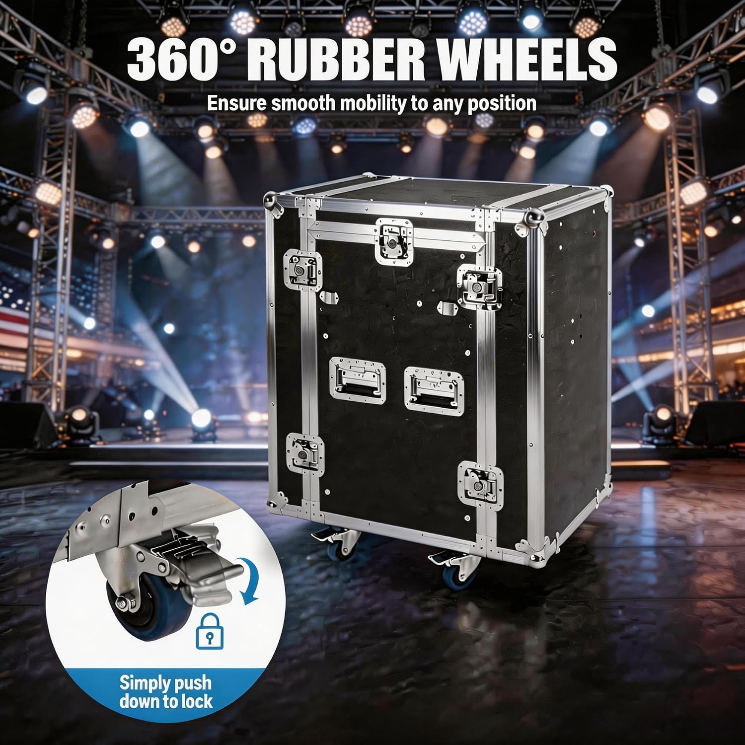12U PA DJ Rack,PA DJ Cabinet, Network & Stereo Rack with 4 Wheels for Studios, Home Theatres, Ktvs, and Wedding Parties,Pro Tour Grade (12U)