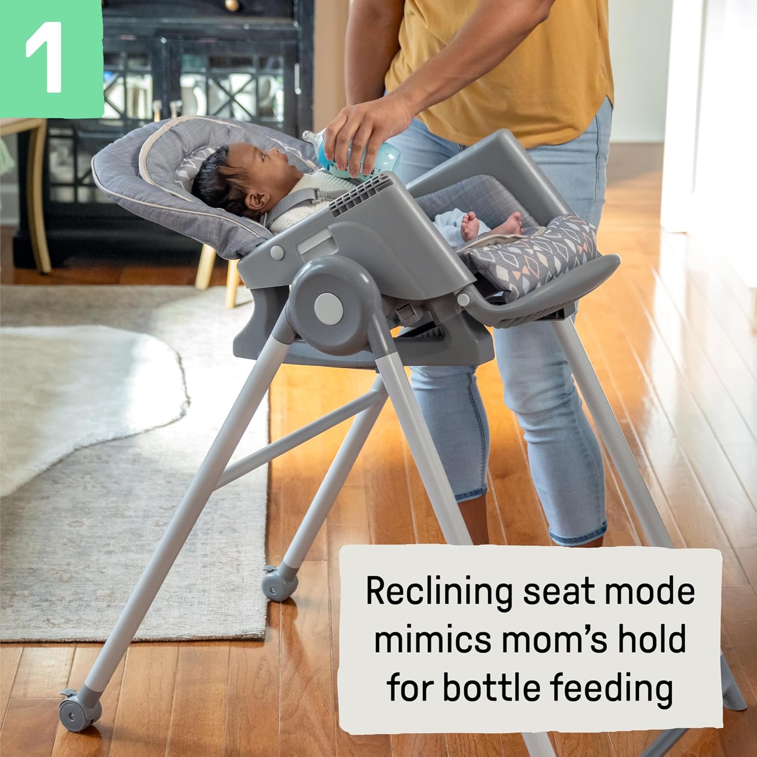 Ingenuity Proper Positioner Deluxe High Chair - 7-in-1 Convertible Baby Seat, Removable Rocking Infant Seat, Unisex, for Ages 0-36 Months