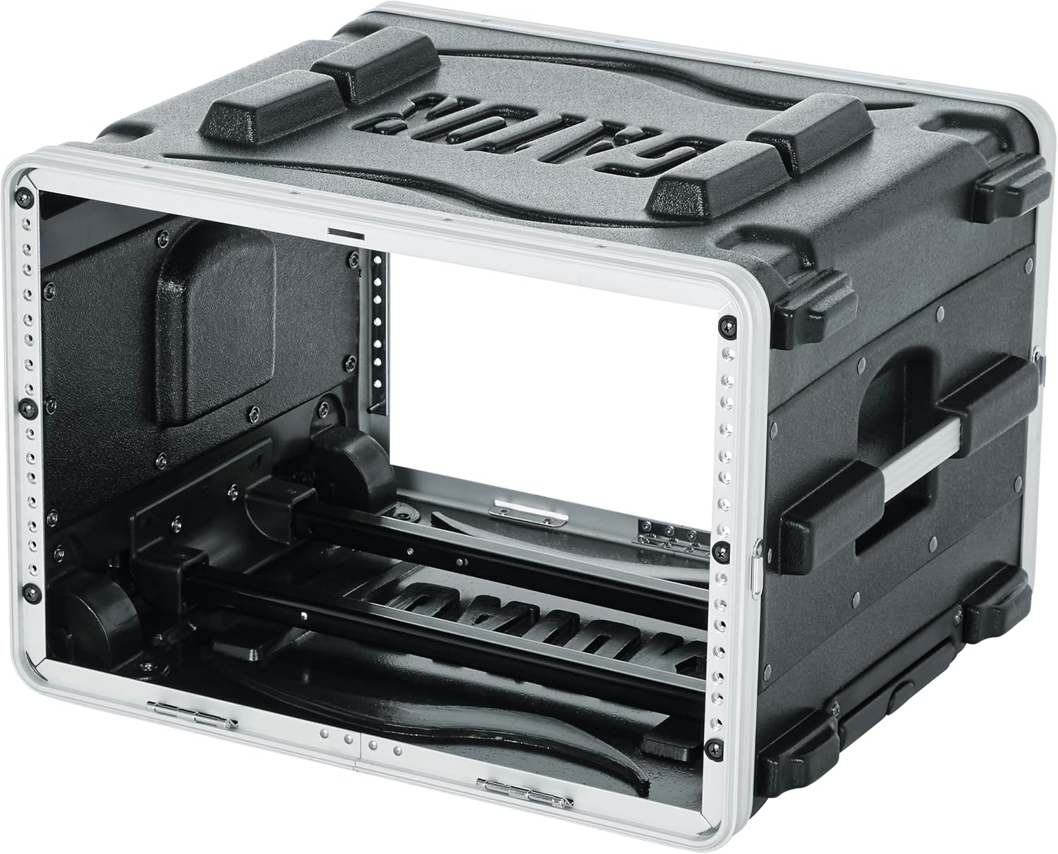 Gator Cases Lightweight Rolling 6U Rack Case with Heavy Duty Latches, Retractable Tow Handle, and Recessed Wheels, Standard 19.25' depth, (GRR-6L)
