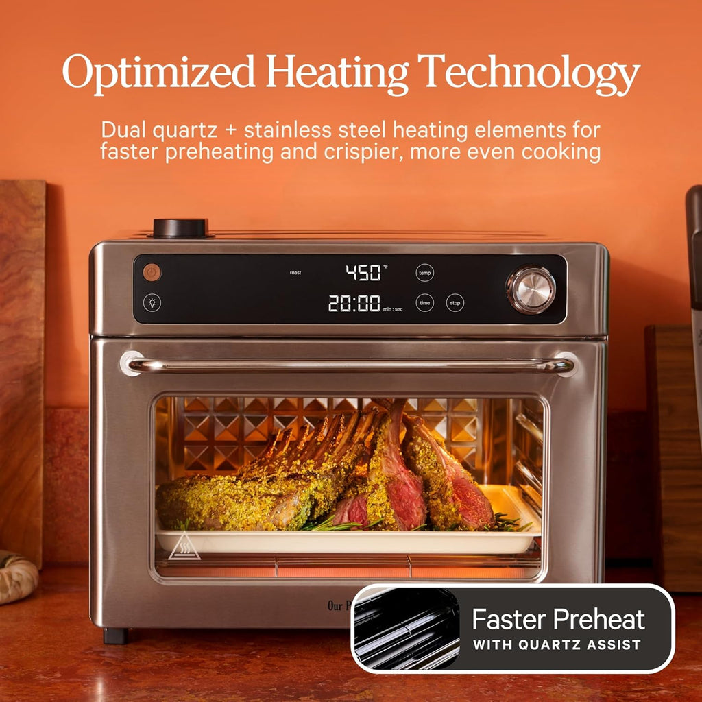 Our Place Wonder Oven Pro | 8-in-1 Digital Air Fryer & Countertop Oven with Basket, Rack, Pan & Tray | 3-Rack, 32 QT - Air Fry, Toast, Roast, Bake, Reheat, Broil, Proof & Dehydrate | Blue Salt