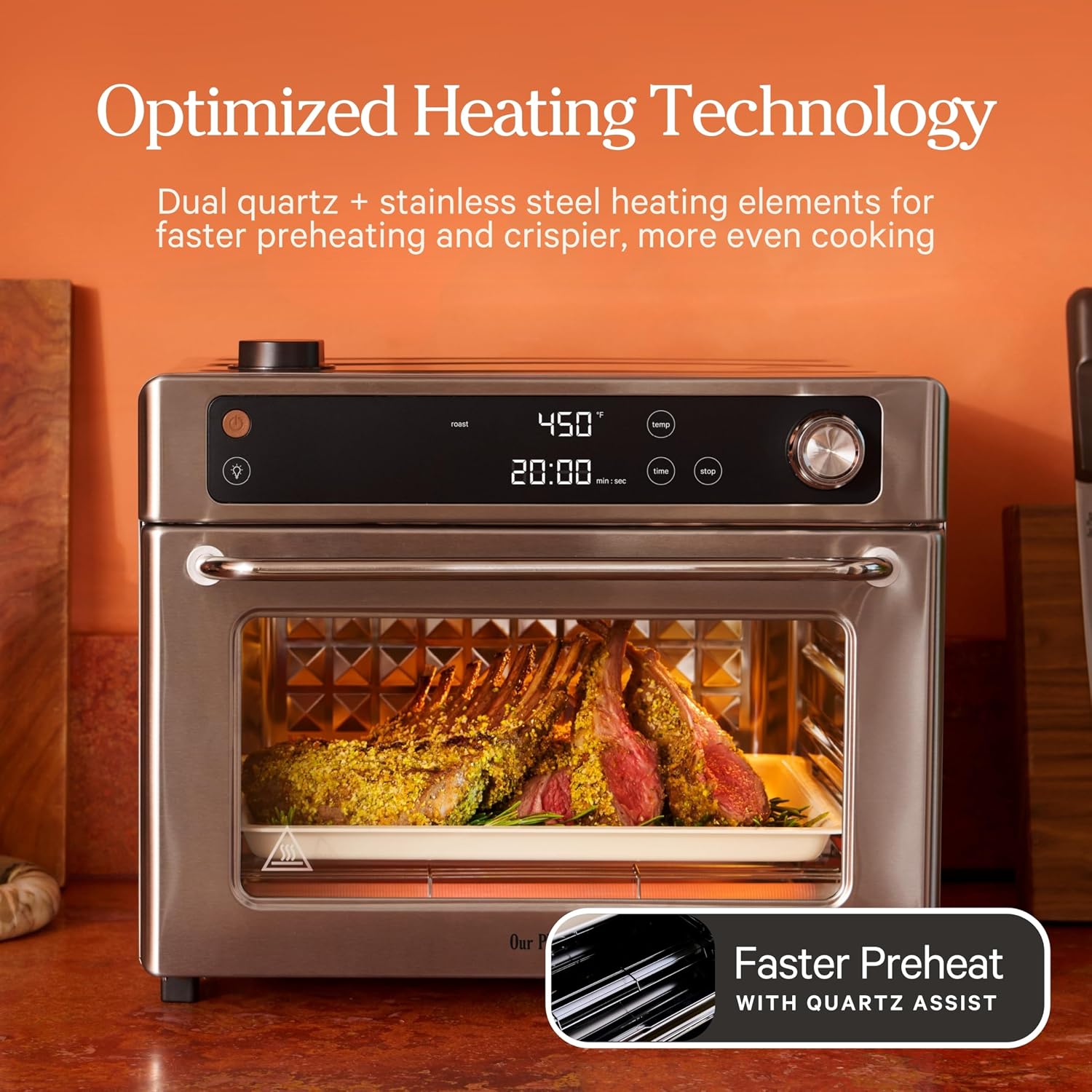 Our Place Wonder Oven Pro | 8-in-1 Digital Air Fryer & Countertop Oven with Basket, Rack, Pan & Tray | 3-Rack, 32 QT - Air Fry, Toast, Roast, Bake, Reheat, Broil, Proof & Dehydrate | Blue Salt