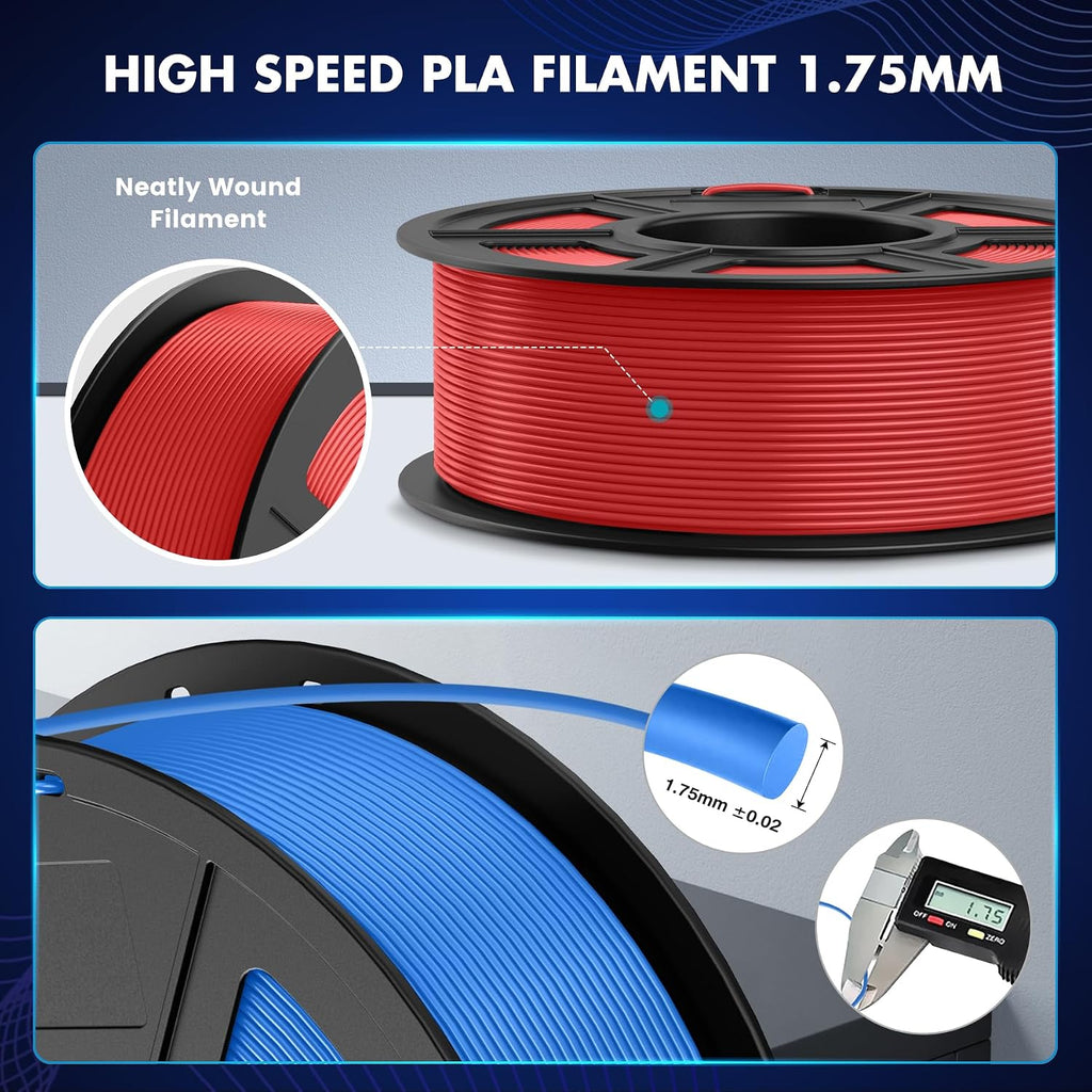 SUNLU High Speed PLA Filament Bundle 1.75mm, 10 Packs, Black+White+Grey+Pink+Red+Orange+Yellow+Green+Blue+Lavender Purple