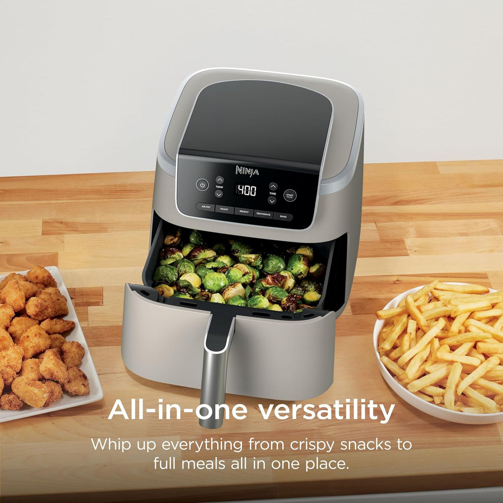 Ninja Air Fryer Pro 5-in-1 | 5 QT Capacity, Air Fry, Bake, Roast, Reheat, and Dehydrate, Air Crisp Technology | Nonstick Basket & Crisper Plate | Stone | AF142SD