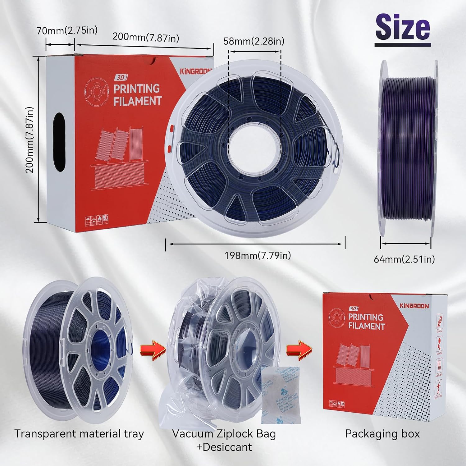 Kingroon 16KG PLA Filament 1.75mm Bundle, 3D Printer Multicolor Filament Bulk Includes Basic PLA and Tri Color Silk PLA, 1KG Spool x 16 Pack, Dimensional Accuracy +/- 0.03mm, Fit Most FDM Printers