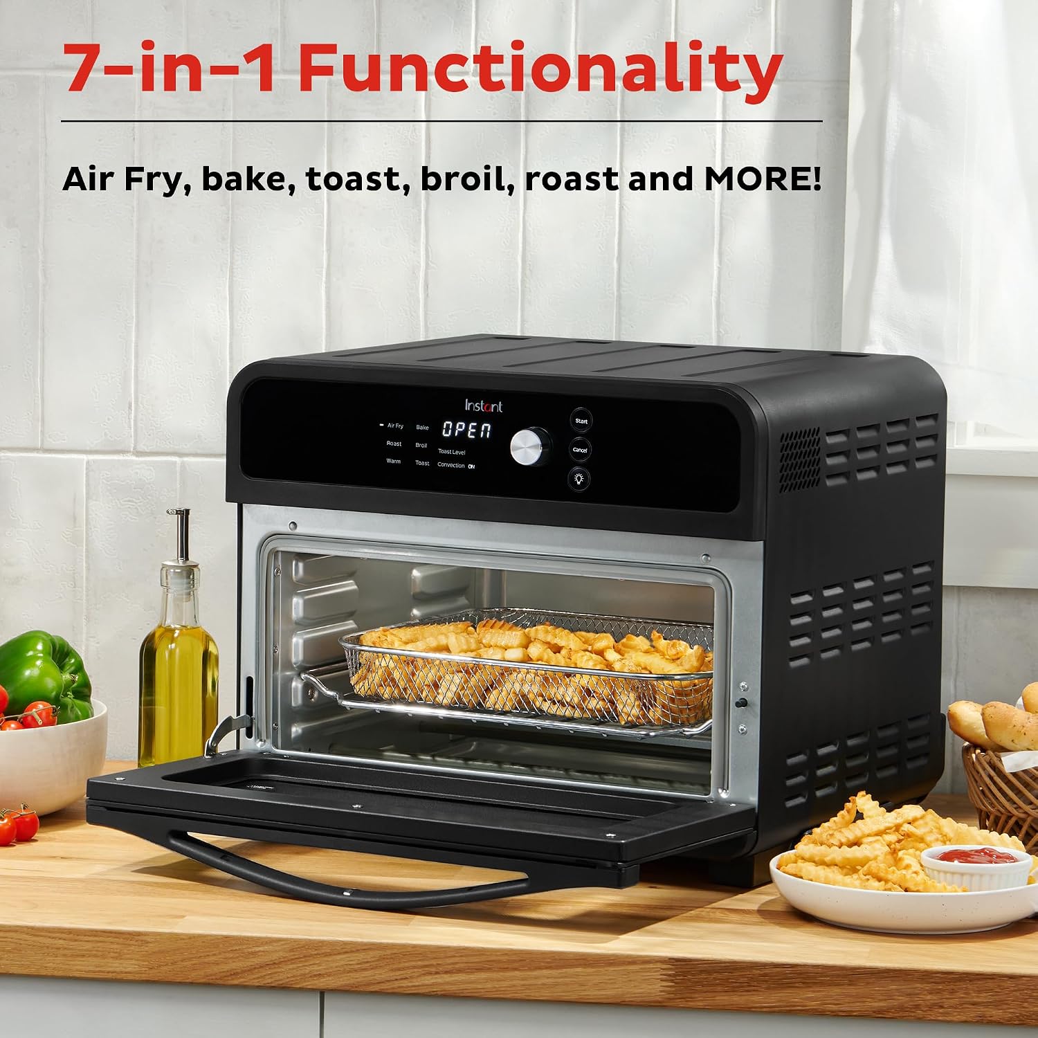 Instant Pot Omni 19QT/18L Toaster Oven Air Fryer, 7-in-1 Functions, Fits 12' Pizza, Crisps, Broils, Bakes, Roasts, Toasts, Warms, Convection, 100+ In-App Recipes, from the Makers of Instant Pot, Black