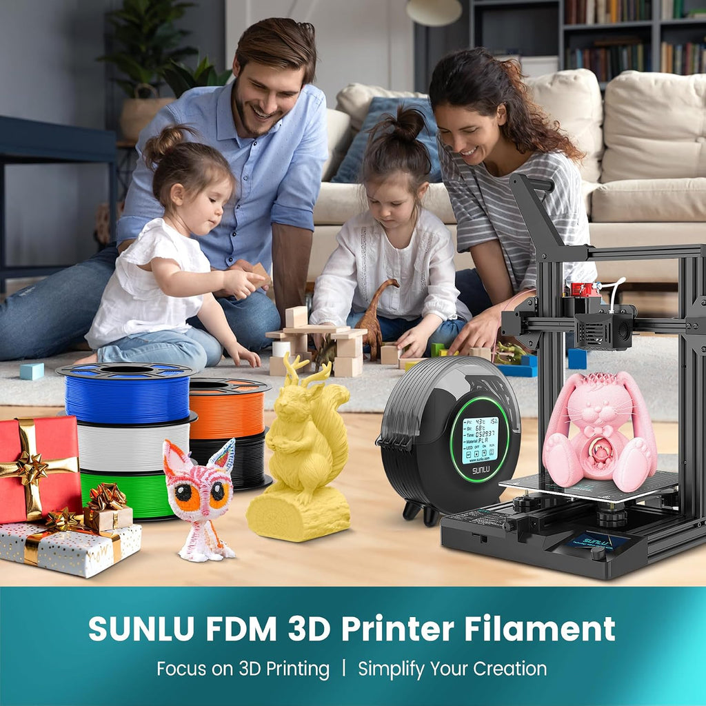 SUNLU 10kg PLA 3D Printer Filament Bundle Multicolor, Neatly Wound PLA Filament 1.75mm ±0.02mm, 1kg per Spool, 10 Pack, Black+Bone White+Grey+Brown+Wood+Beige+Olive Green+Cyan+Magenta+Clear
