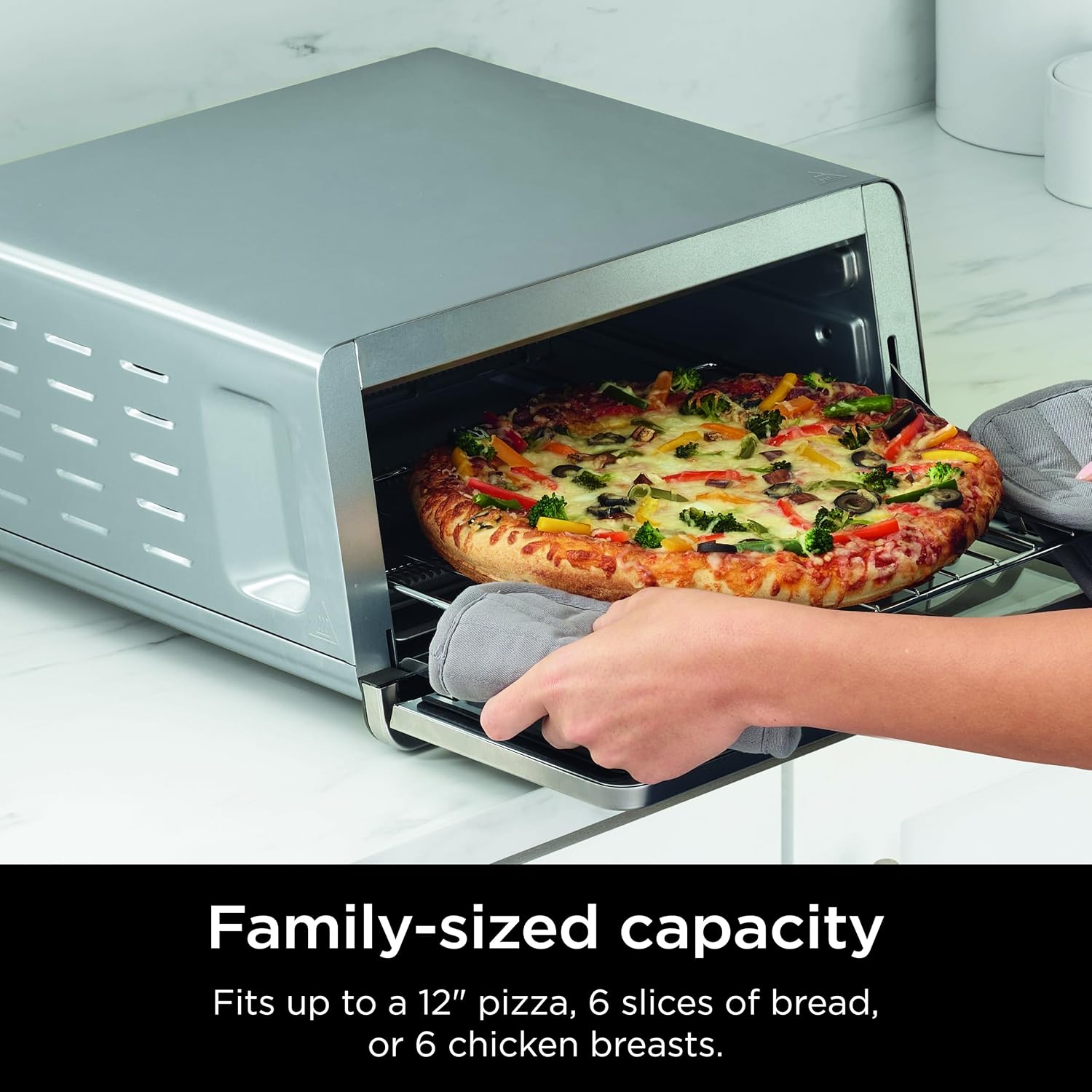 Ninja Air Fryer Toaster Oven Combo | 8-in-1 Functionality | Flip Up & Away for Storage Space | Air Fry Basket, Sheet Pan, Wire Rack & Removable Crumb Tray |1800 Watt | Stainless Steel | SP151
