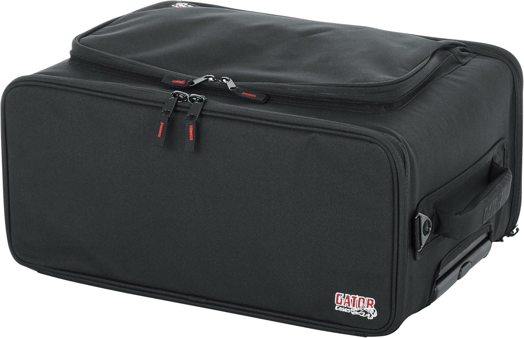 Gator Cases Lightweight Rack Bag with Removable Shoulder Strap, Pull handle, and Wheels, 3U Rack - 12.5' Rackable Depth (GR-RACKBAG-3UW)
