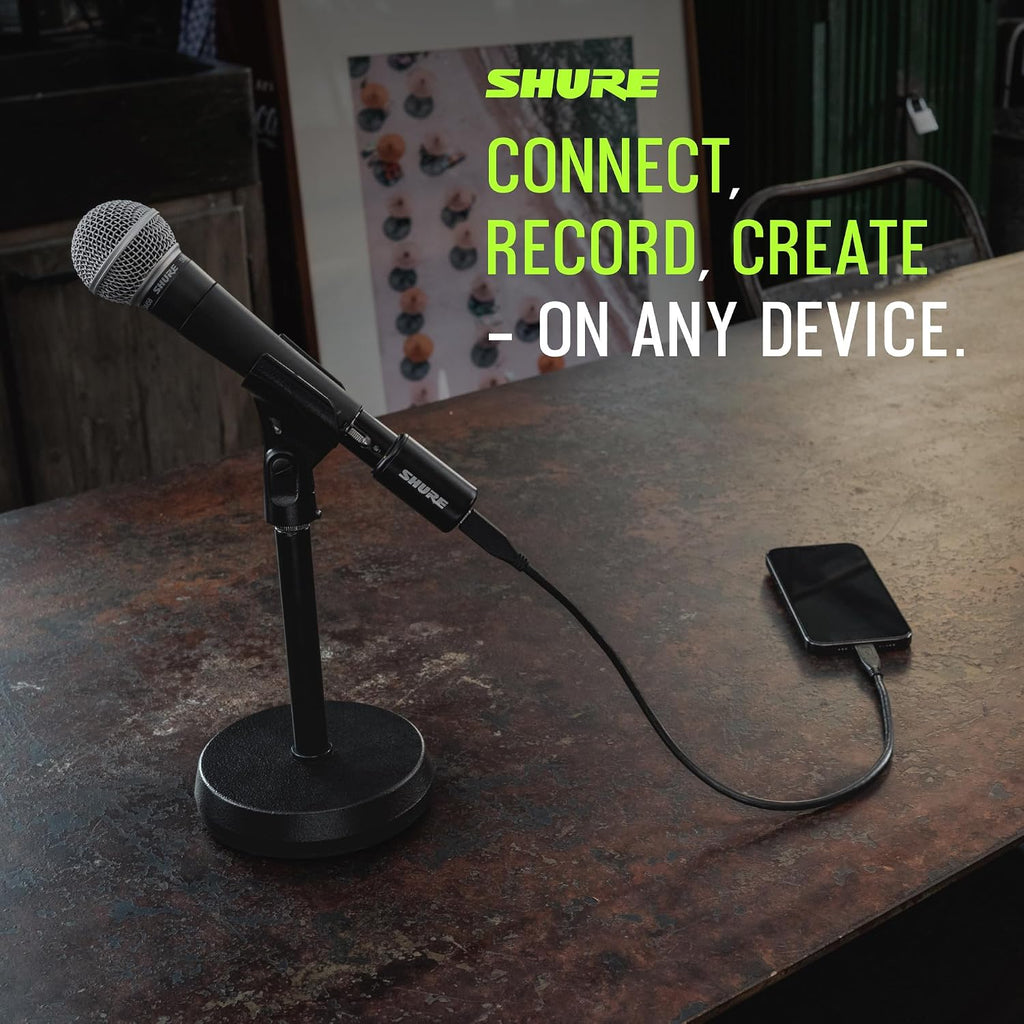 Shure MVX2U Gen 2 XLR-to-USB-C Digital Audio Interface, Apple MFi Certified, Portable Setup for Audio Processing, Noise-Free Recording Between XLR and USB-C Devices