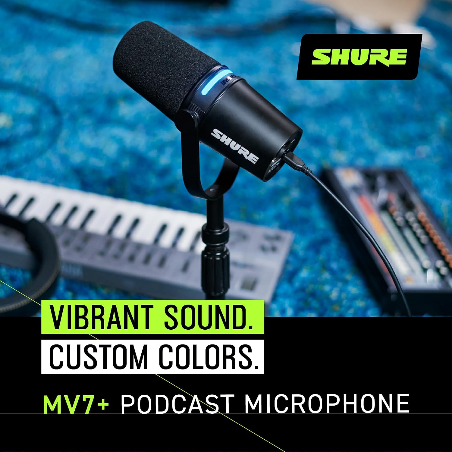 Shure MV7+ Dynamic Microphone – USB-C & XLR Podcast Mic for Streaming, Recording & Broadcasting, OBS Certified, Auto Level Mode, Digital Pop Filter, LED Panel, Black