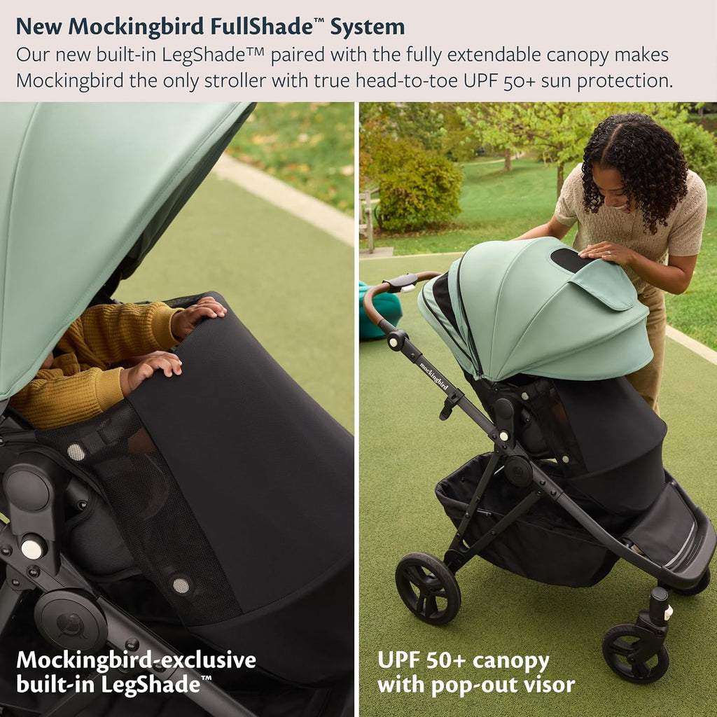 Mockingbird Single-to-Double Stroller 3.0 - Convertible Full Size Baby Stroller for 1, 2, or 3 Kids with 44 Possible configurations, Travel System Compatible - Black Windowpane