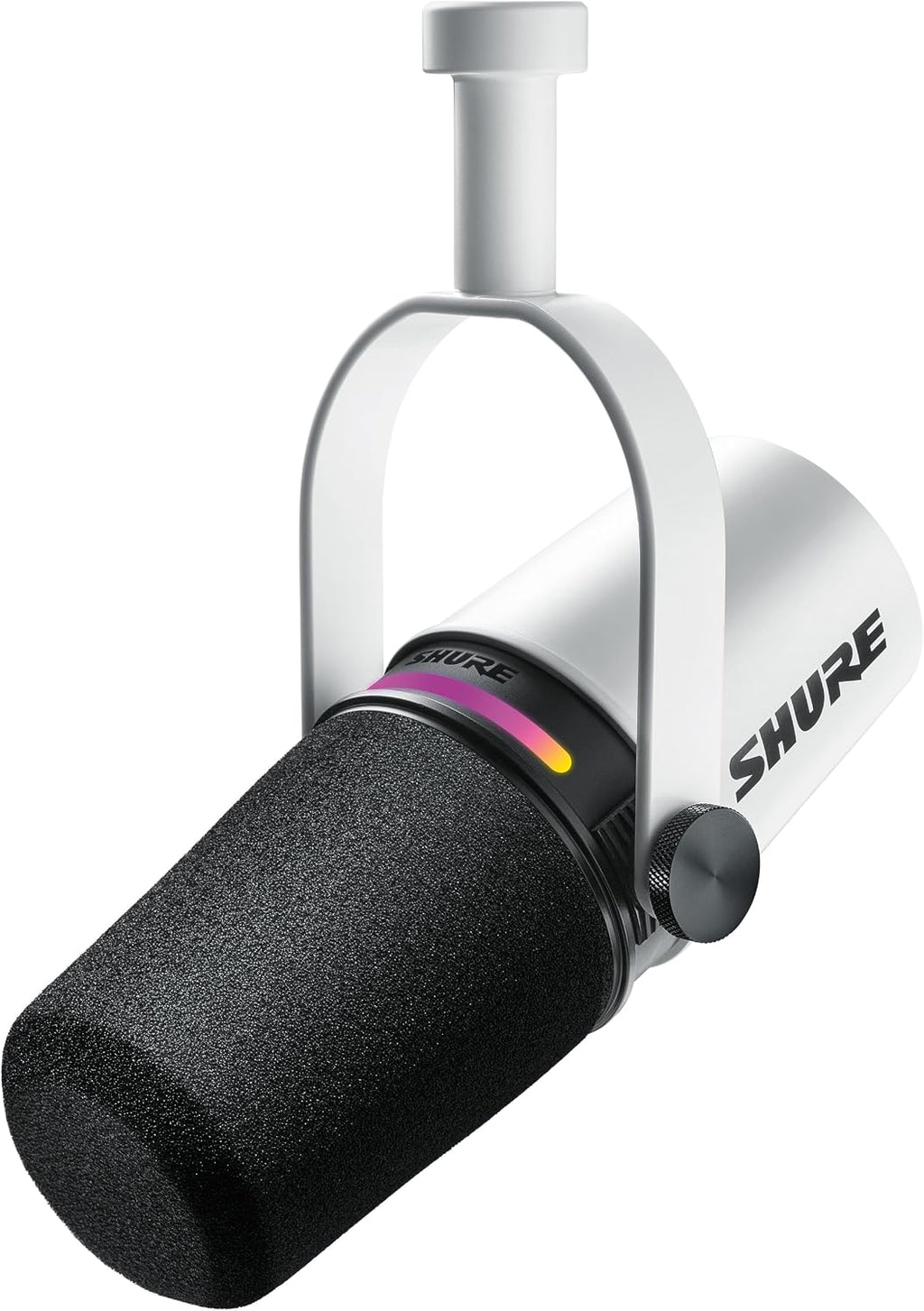 Shure MV7+ Dynamic Microphone – USB-C & XLR Podcast Mic for Streaming, Recording & Broadcasting, OBS Certified, Auto Level Mode, Digital Pop Filter, LED Panel, White