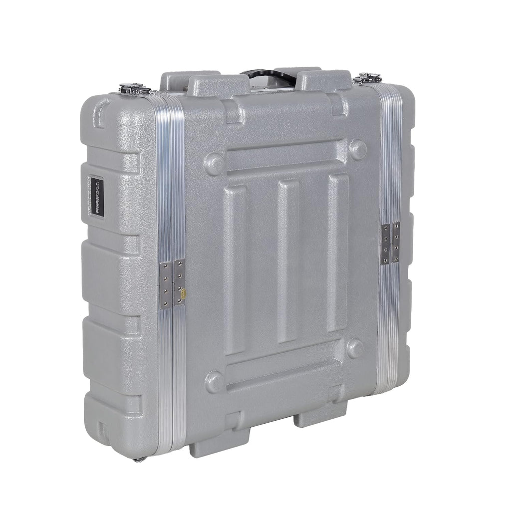 Crossrock Stackable 2U Rack Case, Strong Molded with Heavy Duty Hardware, Standard 19.25' Depth-Silver(CRA8602USL)