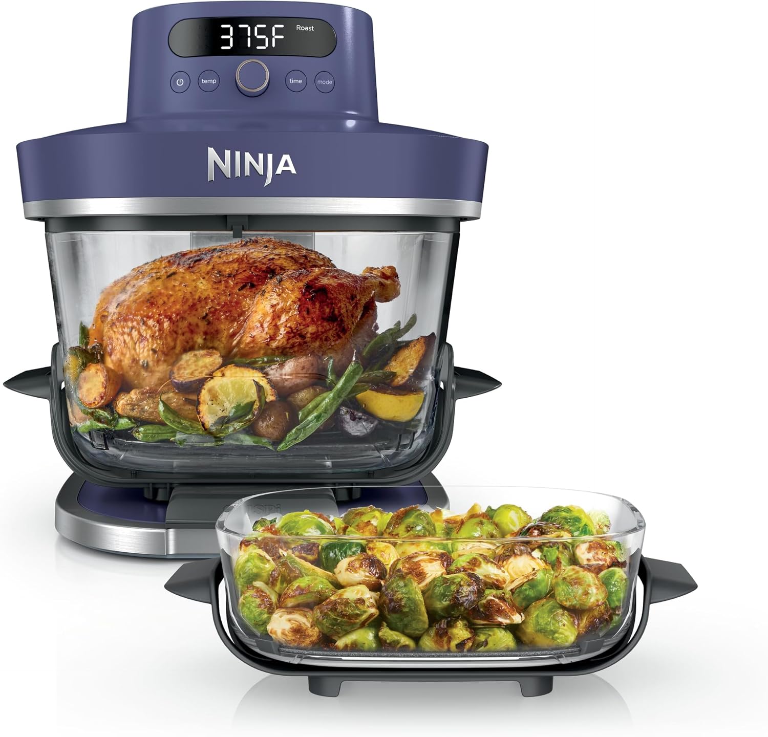 Ninja Crispi Pro 6-in-1 Glass Air Fryer | 450°F, Nontoxic, 6qt & 2.5qt Containers & Lids | Microwave, Freezer, Dishwasher Safe | Max Crisp, Air Fry, Bake, Roast, Recrisp, Dehydrate |Amethyst, AS101PU1