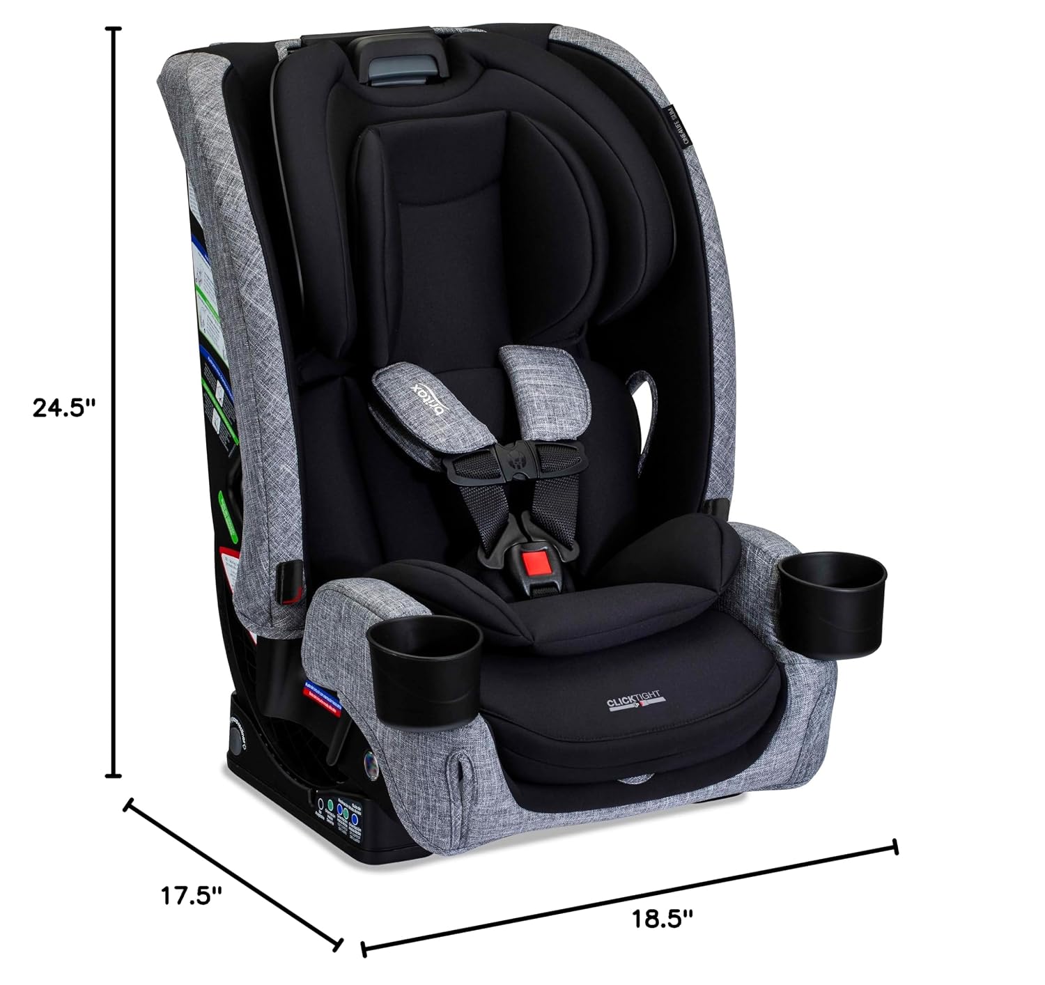 Britax One4Life Slim All in One Car Seat, Up to 10 Years of Use with Rear Facing, Forward Facing, & Booster Modes, 17.5' Slim Car Seat Design, ClickTight Installation & SafeWash Fabrics — Raven Black