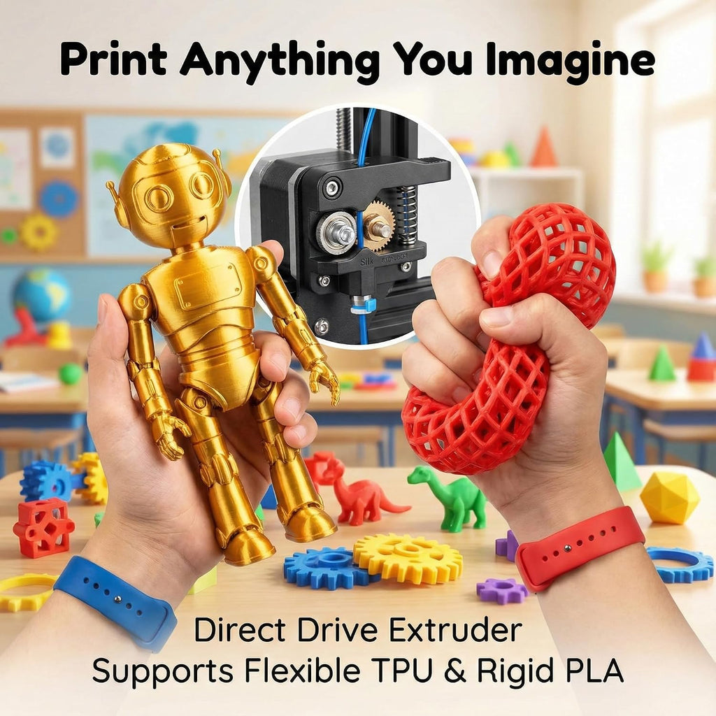 M1S Mini 3D Printer for Kids & Beginners, Perfect STEM Gift Wi-Fi App Control, Smart Auto Leveling, Precise & High Speed Printing, Direct Drive Extruder, Compatible with PLA/TPU Filament