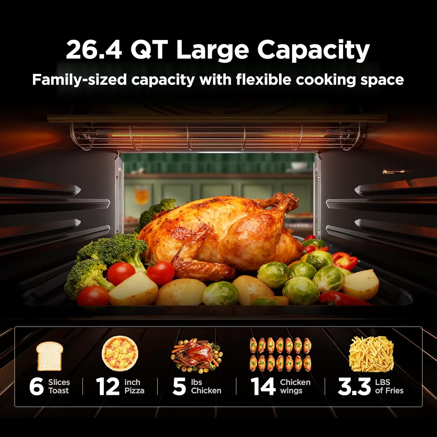 Midea Flexify Pro French Door Air Fryer Toaster Oven, Premium Cooking Experience with Precision Heat, Easy-Clean Enamel Interior & Modern Control, 26.4 QT