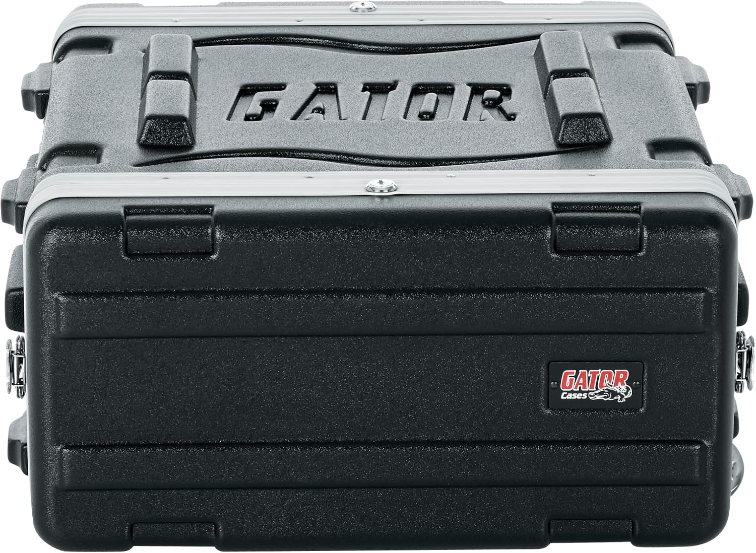 Gator Cases Lightweight Molded 4U Rack Case with Built-in Power Supply, Heavy Duty Latches, Retractable Tow Handle, and Recessed Wheels, 19.25' depth (GRR-4PL-US)