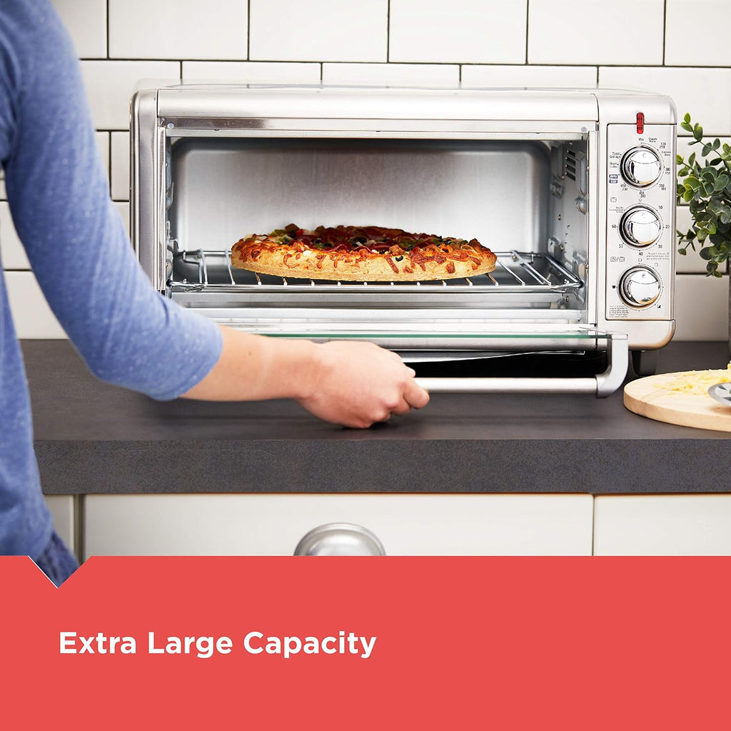 BLACK+DECKER Crisp 'N Bake Air Fry Countertop Convection Toaster Oven, XL Capacity, 8-Slice, 5-in-1, Fits 9' x 13' pan,12' Pizza, 60-Min Timer, Bake, Broil, Air Fry, Toast, Keep Warm, Stainless Steel