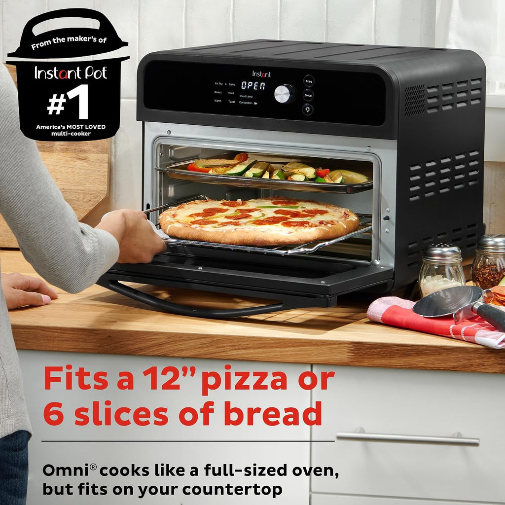 Instant Pot Omni 19QT/18L Toaster Oven Air Fryer, 7-in-1 Functions, Fits 12' Pizza, Crisps, Broils, Bakes, Roasts, Toasts, Warms, Convection, 100+ In-App Recipes, from the Makers of Instant Pot, Black