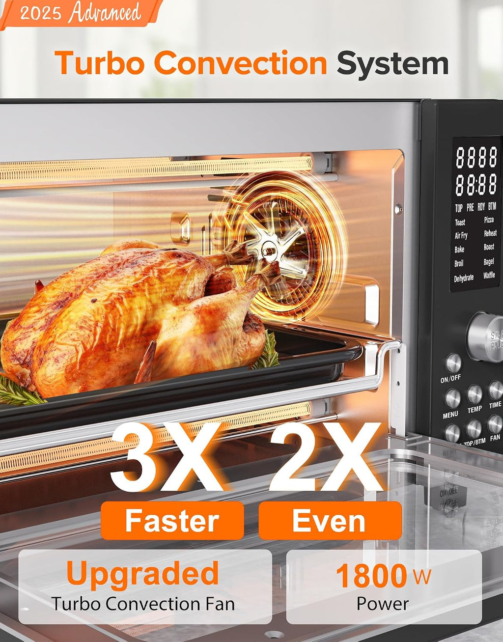 Nuwave Bravo Pro Smart Air Fryer Toaster Oven Combo, Airfryer Convection Oven Countertop, 10-in-1 Functions with Quicker & Even Crisp Technology, 1800W, 50-450°F, PFAS-Free, 21QT, Black