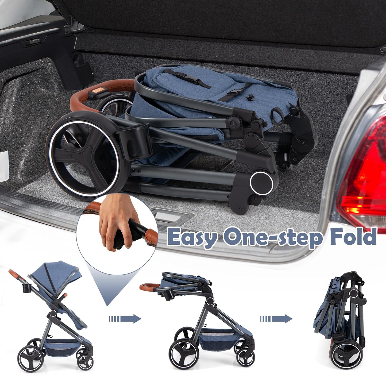 INFANS 2 in 1 Baby Stroller, Newborn Convertible Stroller Bassinet for Infant, Foldable High Landscape Shock Absorption with Reversible Seat, Aluminum Structure for Toddler Pushchair 0-36 Month
