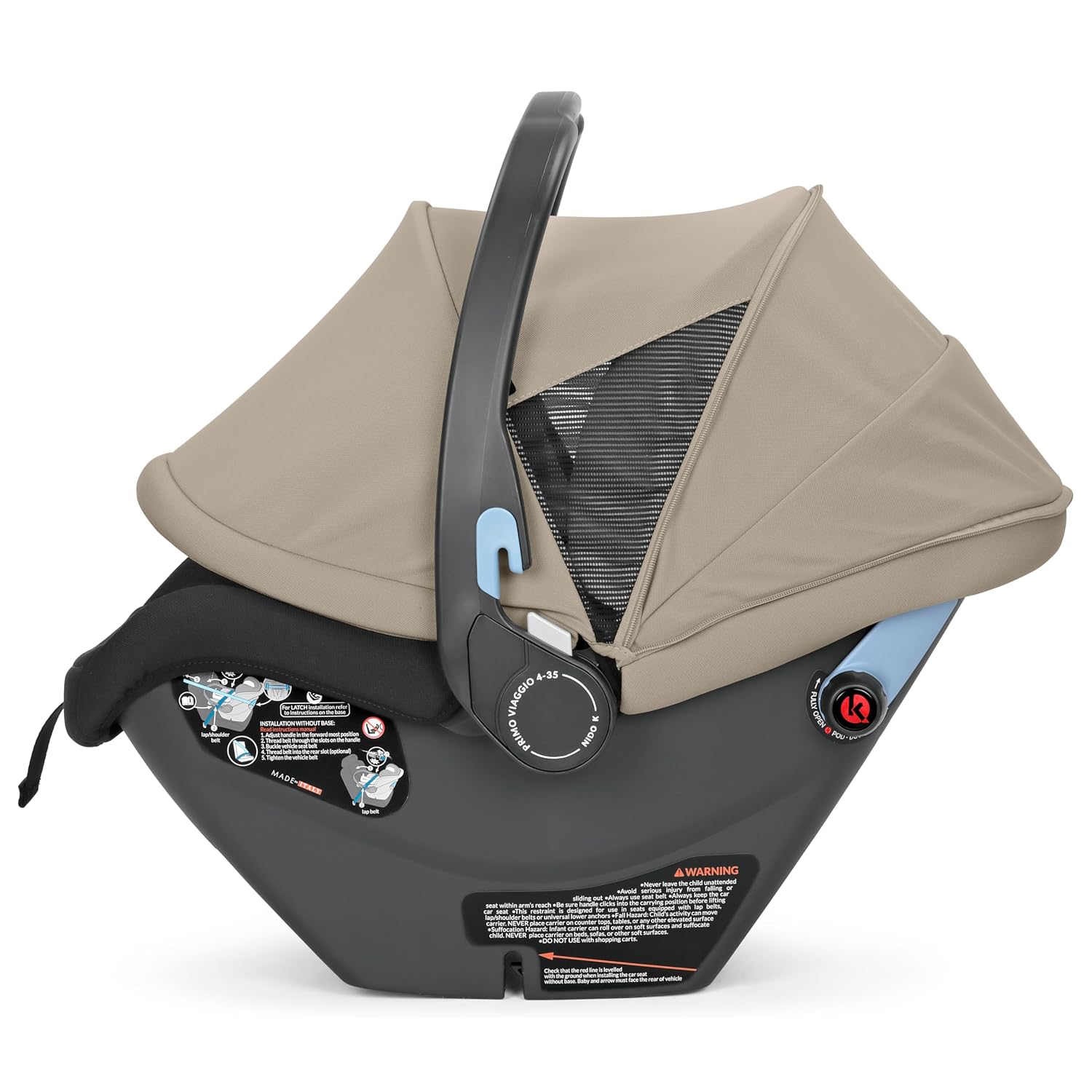 Peg Perego Primo Viaggio Nido - Rear Facing Infant Car Seat - Includes Base with Load Leg & Anti-Rebound Bar - for Babies 4 to 30 lbs - Made in Italy - Vanilla Blend
