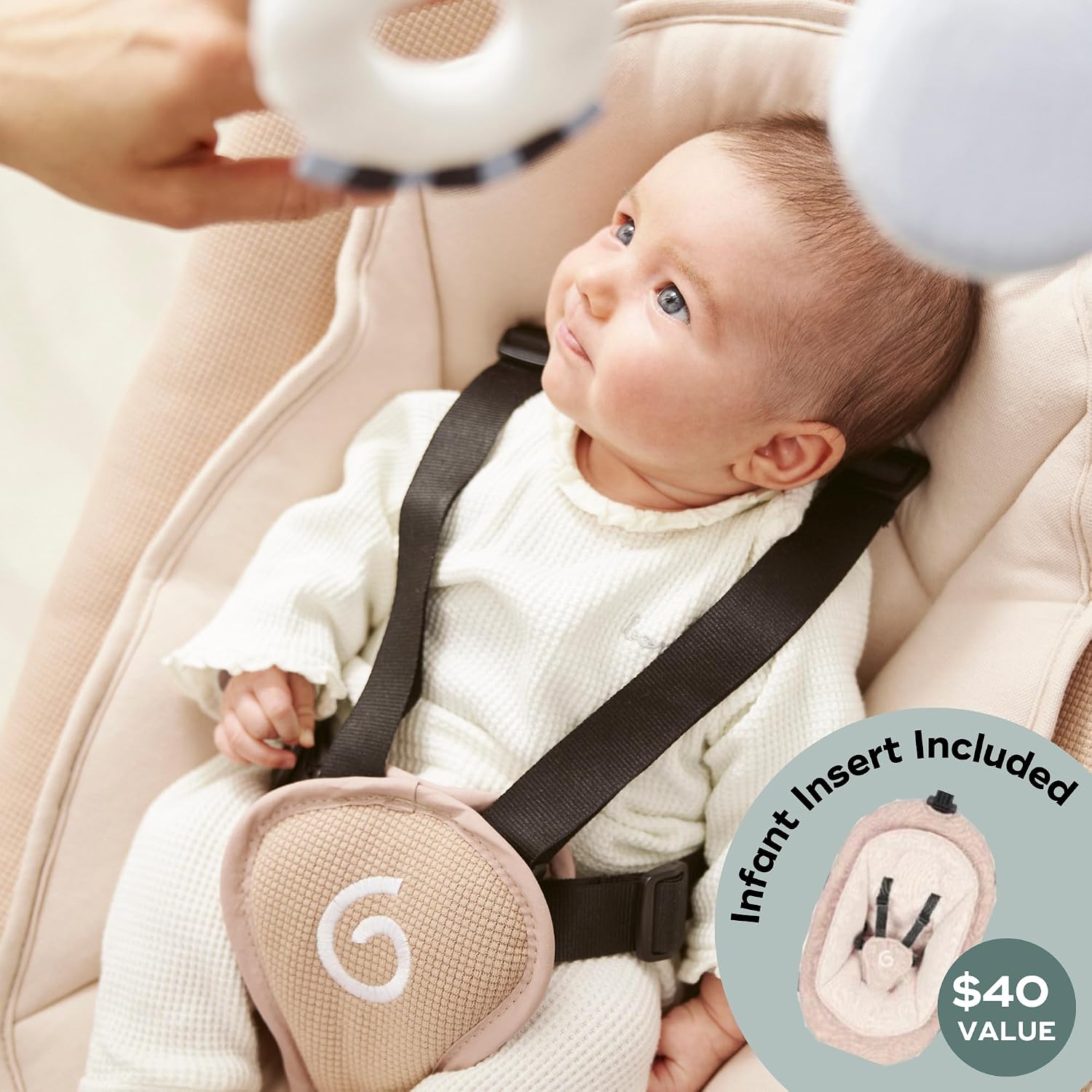 Babymoov Swoon Evolution Smart Electric Baby Swing, Bluetooth-Connected, 8 Motions, 360° Reclining Seat, Music Streaming, Voice Recording, Personalized Lullabies, Mobile App Control, Infant Included