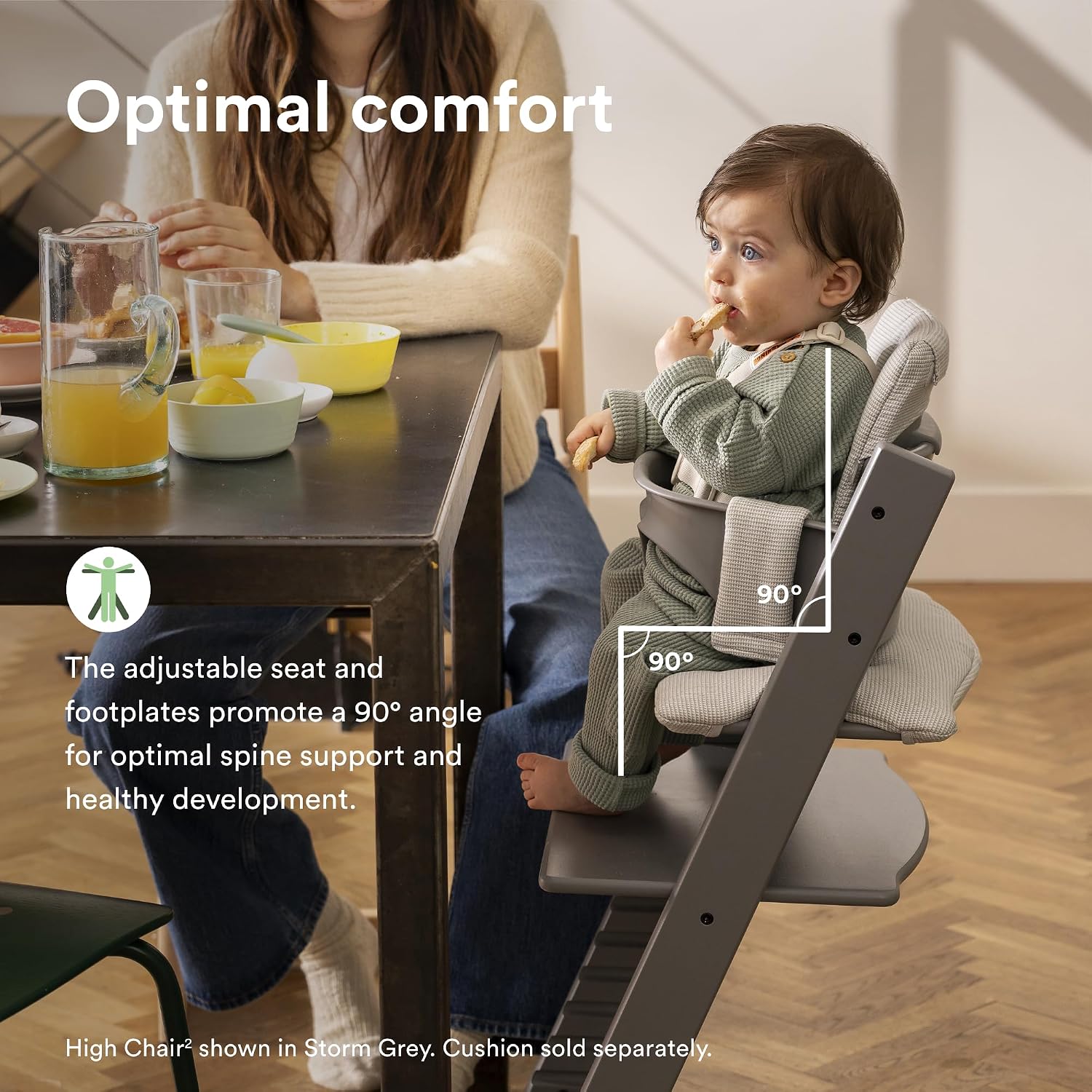Stokke Tripp Trapp High Chair 2, Glacier Green - Includes Chair + Baby Set with Removable Harness for Children 6-36 Months - Adjustable, Ergonomic & Easy to Clean