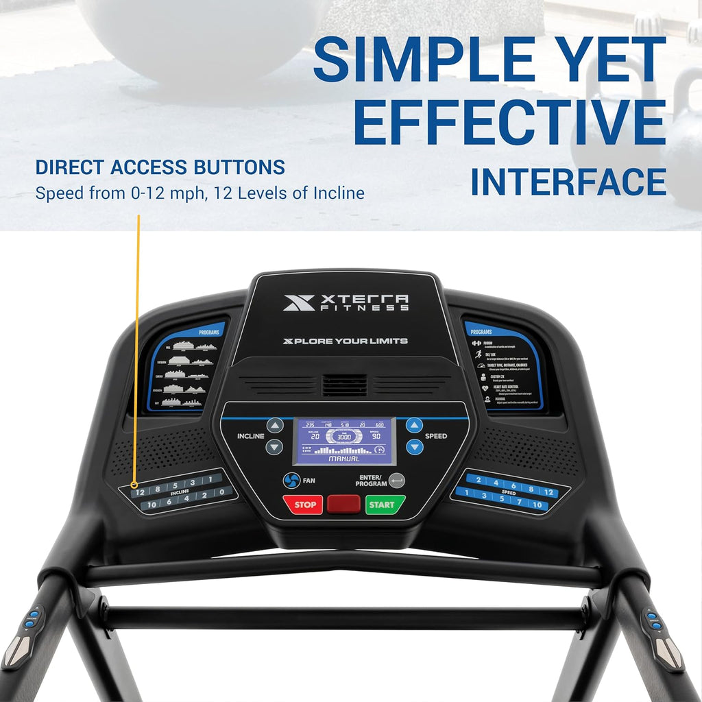 Xterra Fitness Sport Series Premium Folding Smart Treadmill, Handlebar Speed and Incline Controls, Large XTRASoft Cushioned Running Deck, Built-in FTMS-Enabled Bluetooth with XF Connect Fitness App