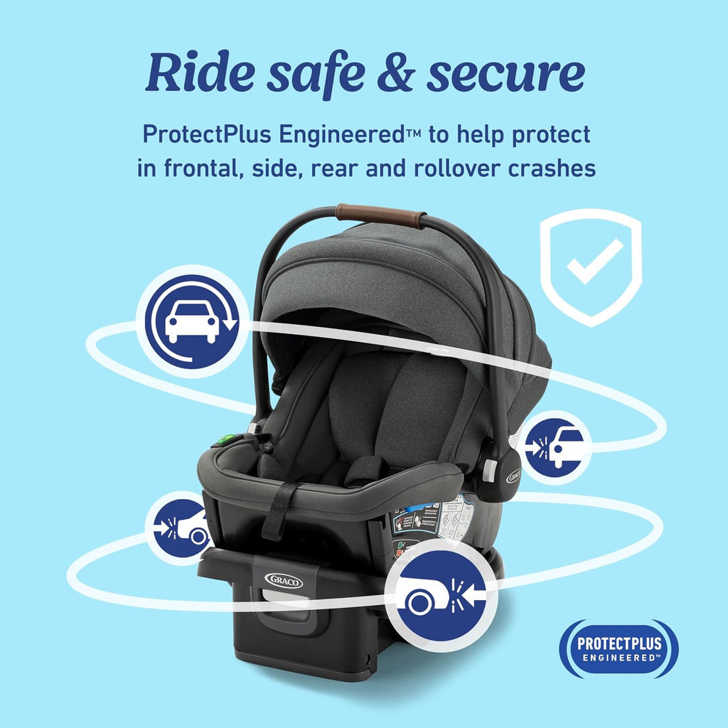 Graco® Gomax Infant Car Seat, Orchid Haze, Lightweight, Reclining Rear Facing Car Seat Installs with or Without a Base