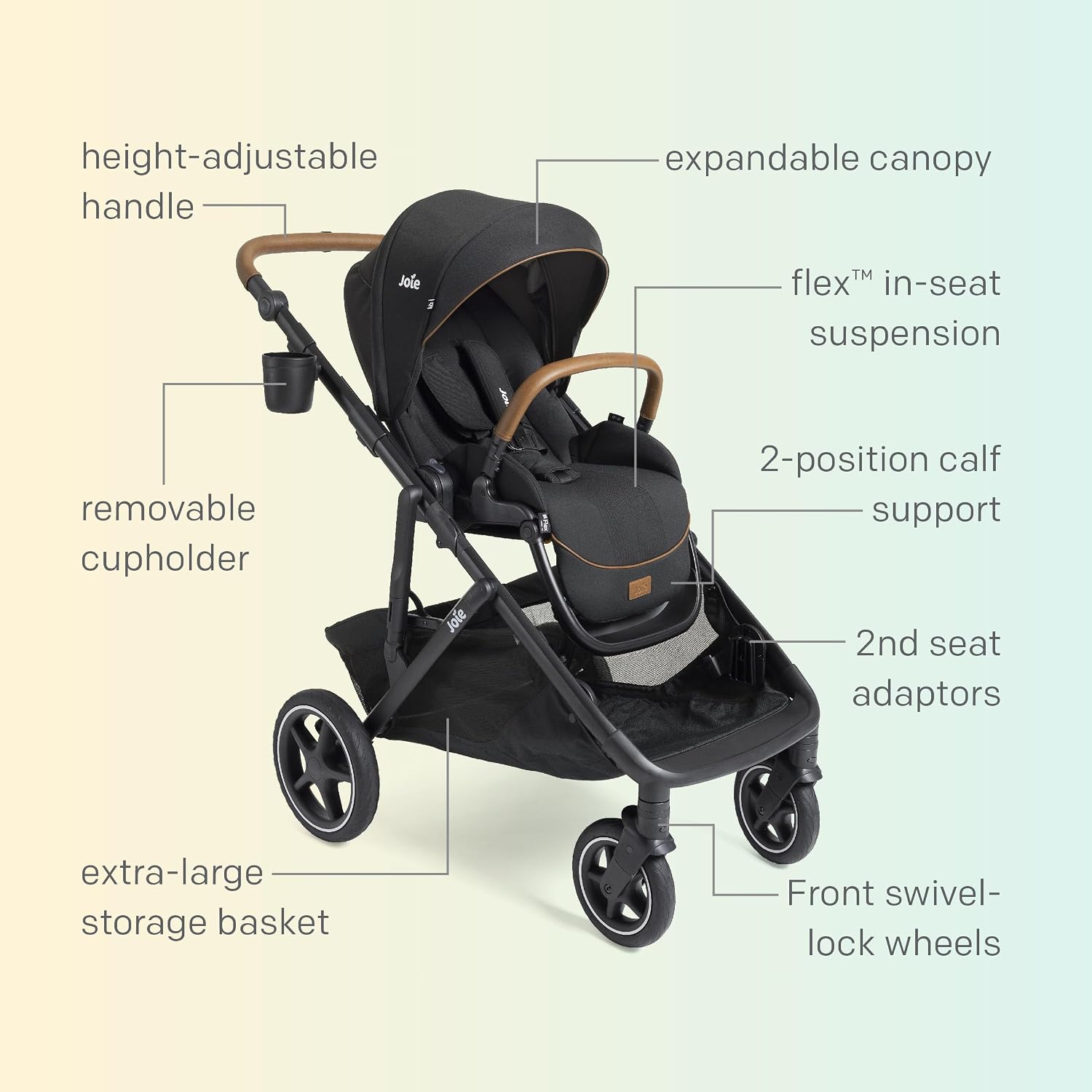 Chive and Rue - All-in-One Convertible Single-to-Double Modular Stroller with 20+ Customizable Modes & All-Terrain Wheels, and Lightweight Infant Car Seat Travel System (Dove)