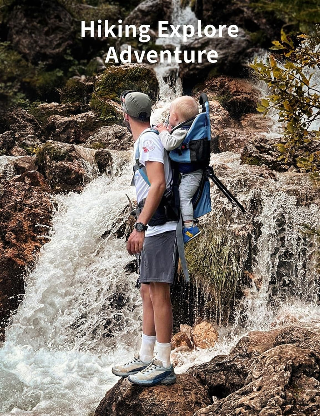 besrey Baby Backpack Carrier, Toddler Hiking Backpack with Safety 3-Height Seat, Adjustable Straps&Waist Belt, Foldable Frame Lightweight Large Capacity Child Carrier for Hiking (Klevin Blue)