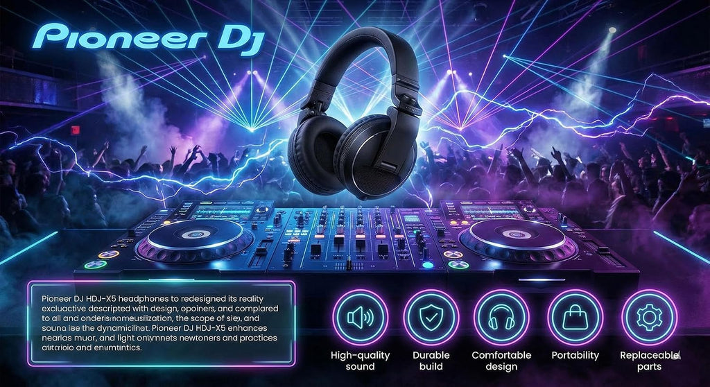 Pioneer DJ HDJ-X5 Over-Ear DJ Headphones - Black Bundle with Case and Austin Bazaar Polishing Cloth